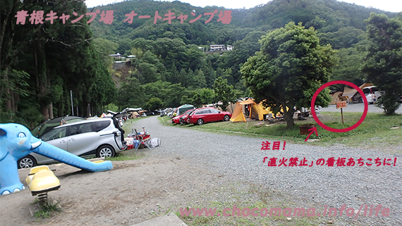 緑の休暇村青根キャンプ場のオートキャンプ場の写真（神奈川県）直火禁止！